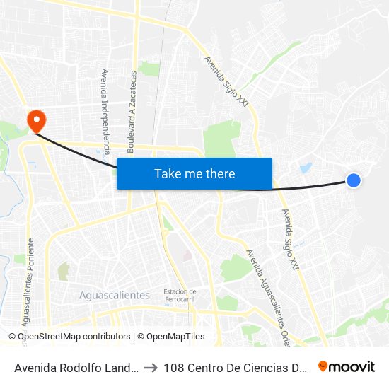 Avenida Rodolfo Landeros Gallegos, 1708 to 108 Centro De Ciencias Del Diseño Y Construcción map