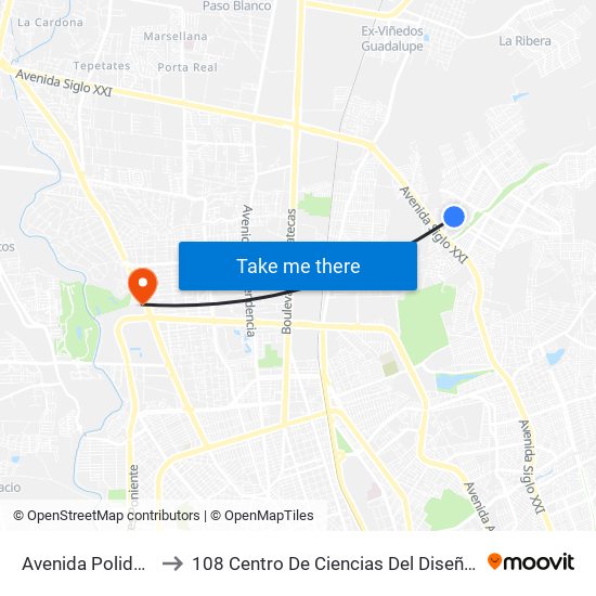 Avenida Poliducto, 469 to 108 Centro De Ciencias Del Diseño Y Construcción map