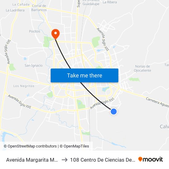 Avenida Margarita Maza De Juárez, 1004 to 108 Centro De Ciencias Del Diseño Y Construcción map
