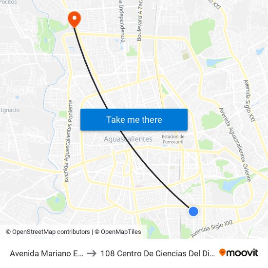 Avenida Mariano Escobedo, 117 to 108 Centro De Ciencias Del Diseño Y Construcción map