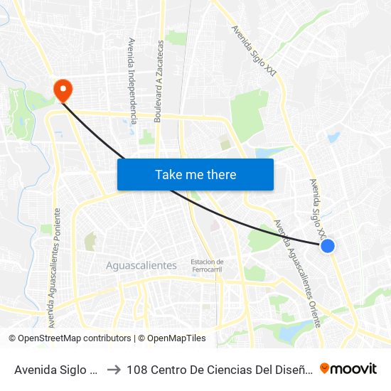 Avenida Siglo Xxi, 5209 to 108 Centro De Ciencias Del Diseño Y Construcción map