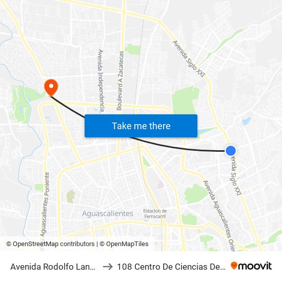 Avenida Rodolfo Landeros Gallegos, 403 to 108 Centro De Ciencias Del Diseño Y Construcción map