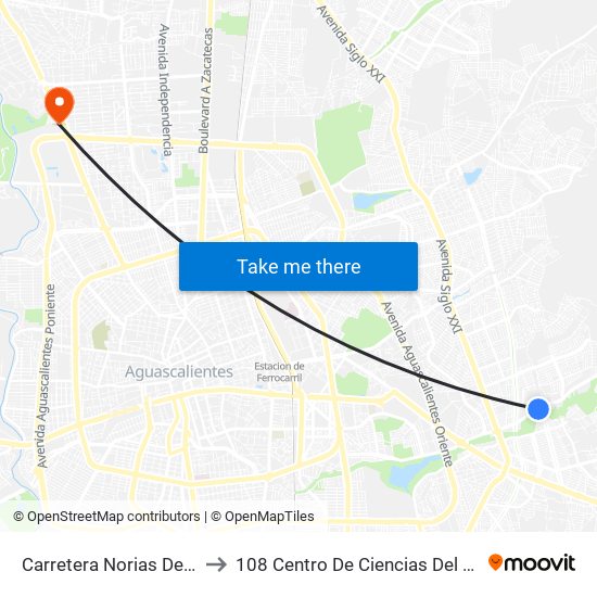 Carretera Norias De Ojocaliente, 218 to 108 Centro De Ciencias Del Diseño Y Construcción map