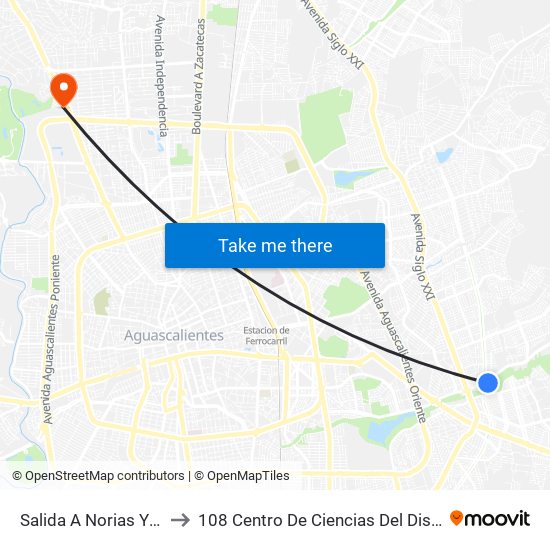 Salida A Norias Y Línea Verde to 108 Centro De Ciencias Del Diseño Y Construcción map
