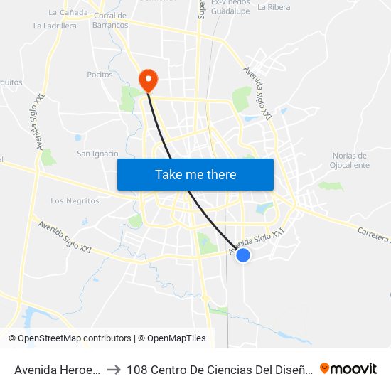 Avenida Heroe Inmortal to 108 Centro De Ciencias Del Diseño Y Construcción map