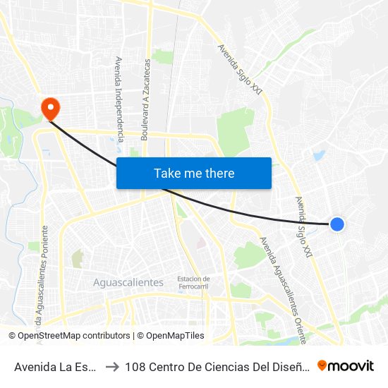 Avenida La Espiga, 810 to 108 Centro De Ciencias Del Diseño Y Construcción map