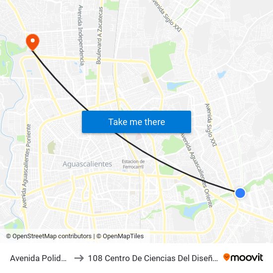 Avenida Poliducto, 707 to 108 Centro De Ciencias Del Diseño Y Construcción map