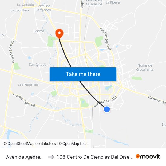 Avenida Ajedrecistas, 710 to 108 Centro De Ciencias Del Diseño Y Construcción map