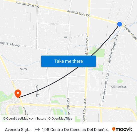 Avenida Siglo Xxi, 52 to 108 Centro De Ciencias Del Diseño Y Construcción map