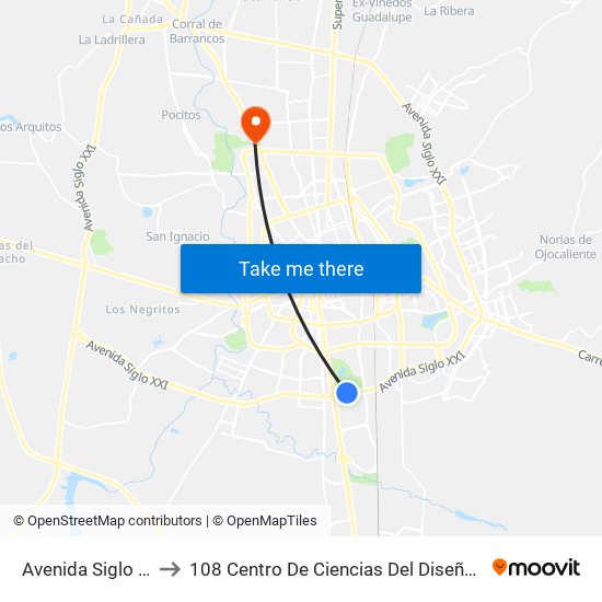 Avenida Siglo Xxi, 201 to 108 Centro De Ciencias Del Diseño Y Construcción map
