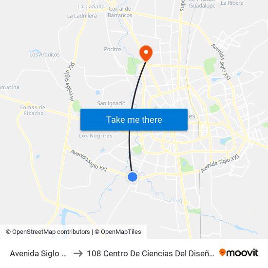 Avenida Siglo Xxi, 3980 to 108 Centro De Ciencias Del Diseño Y Construcción map