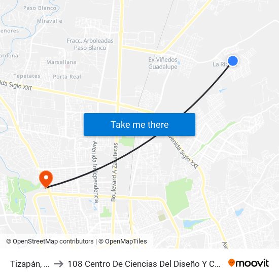 Tizapán, 124 to 108 Centro De Ciencias Del Diseño Y Construcción map