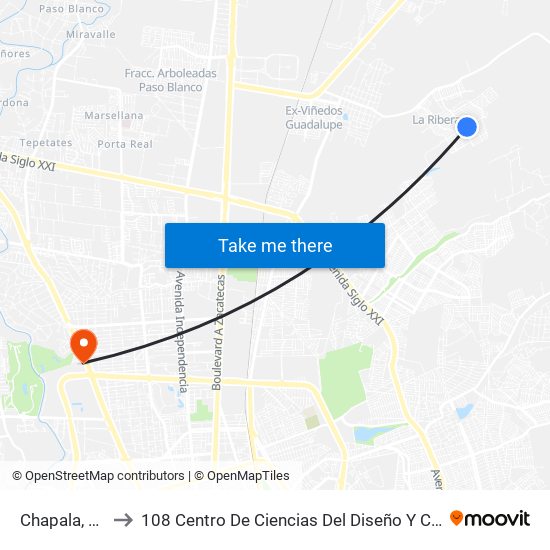 Chapala, 1304 to 108 Centro De Ciencias Del Diseño Y Construcción map