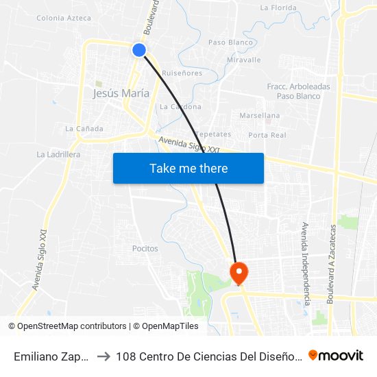Emiliano Zapata, 848 to 108 Centro De Ciencias Del Diseño Y Construcción map