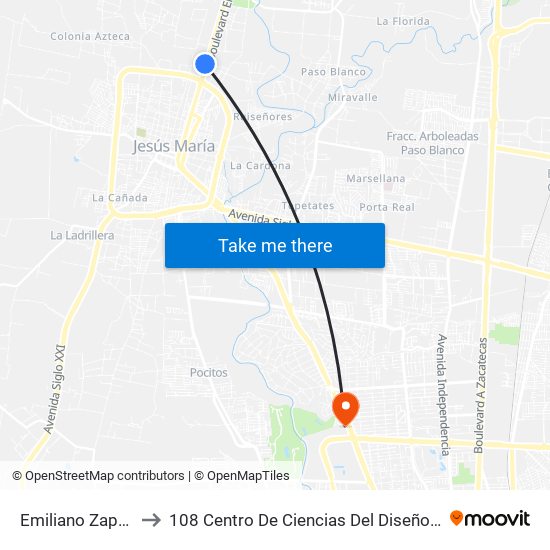 Emiliano Zapata, 934 to 108 Centro De Ciencias Del Diseño Y Construcción map