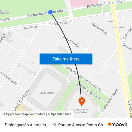 Prolongación Alameda, 605 to Parque Alberto Romo Chávez map