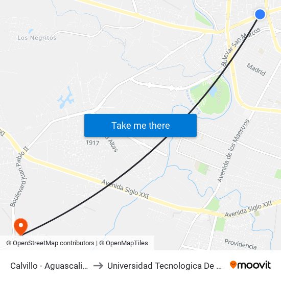 Calvillo - Aguascalientes, 806 to Universidad Tecnologica De Aguascalientes map