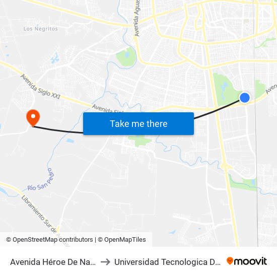 Avenida Héroe De Nacozari, Sn(Lb) to Universidad Tecnologica De Aguascalientes map
