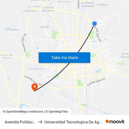 Avenida Poliducto, 469 to Universidad Tecnologica De Aguascalientes map