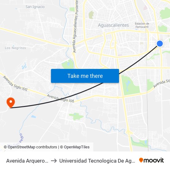 Avenida Arqueros, 102c to Universidad Tecnologica De Aguascalientes map