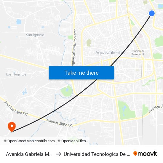 Avenida Gabriela Mistral, 904b to Universidad Tecnologica De Aguascalientes map