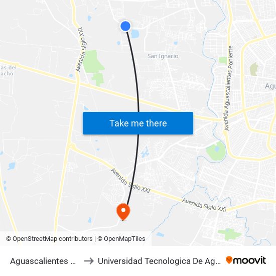 Aguascalientes 66, 1116 to Universidad Tecnologica De Aguascalientes map