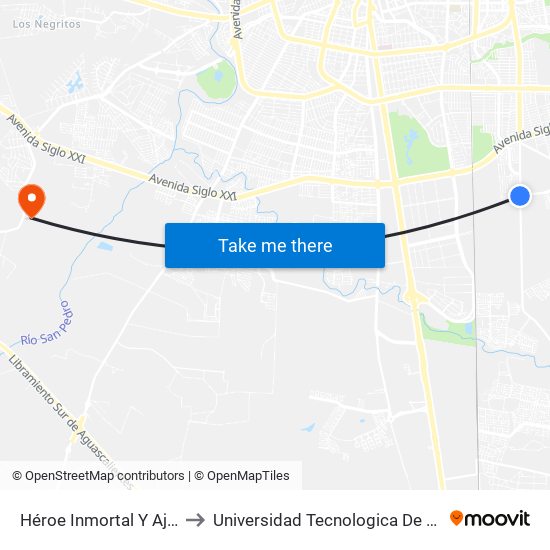 Héroe Inmortal Y Ajedrecistas to Universidad Tecnologica De Aguascalientes map