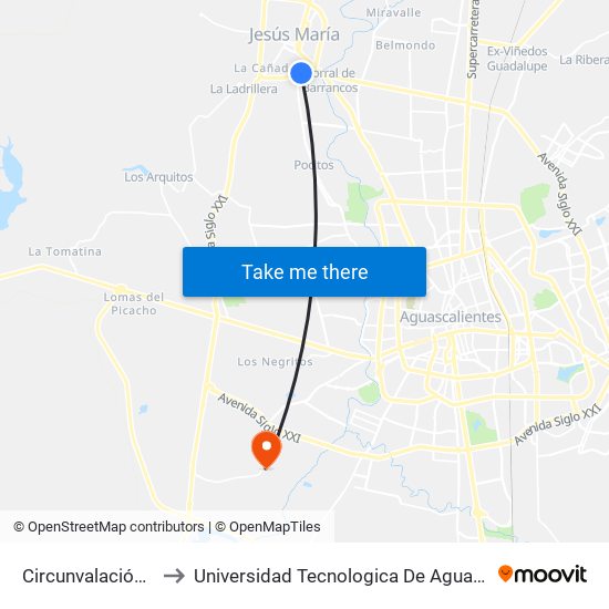 Circunvalación, 301 to Universidad Tecnologica De Aguascalientes map