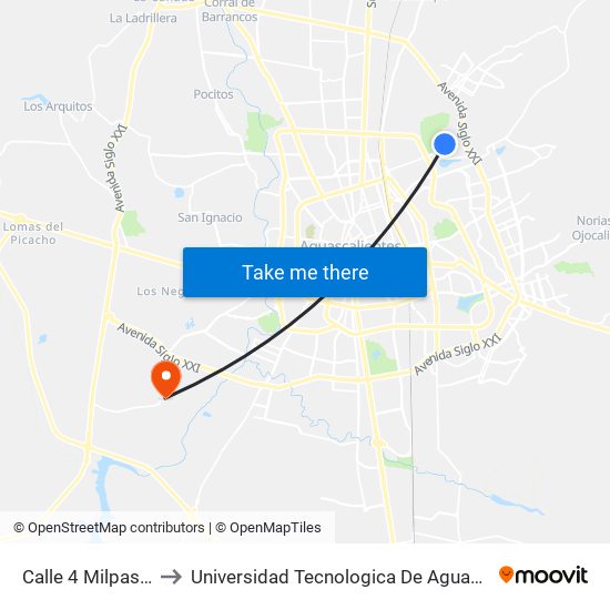 Calle 4 Milpas, 609 to Universidad Tecnologica De Aguascalientes map