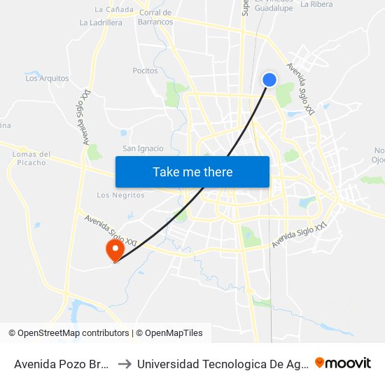 Avenida Pozo Bravo, 504 to Universidad Tecnologica De Aguascalientes map