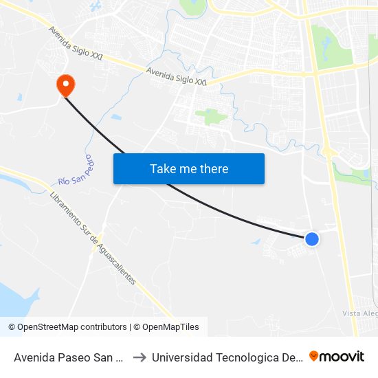Avenida Paseo San Gerardo, 205 to Universidad Tecnologica De Aguascalientes map