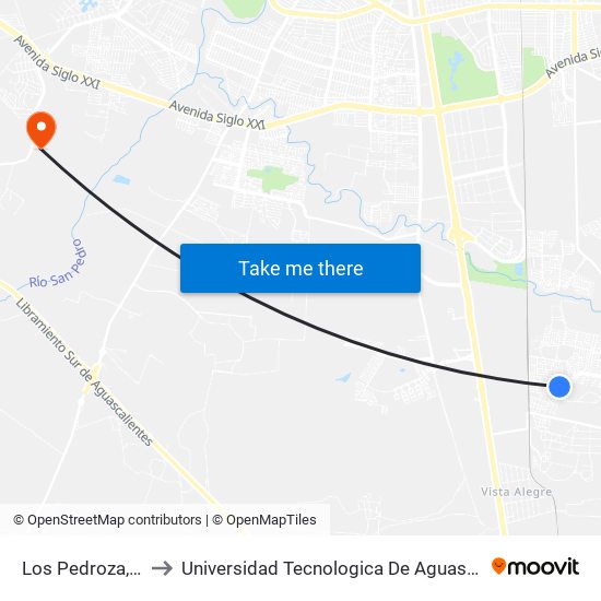Los Pedroza, 121 to Universidad Tecnologica De Aguascalientes map