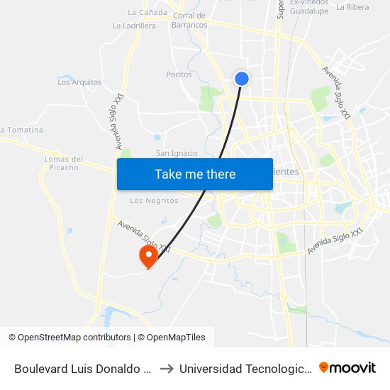 Boulevard Luis Donaldo Colosio Murrieta, 360 to Universidad Tecnologica De Aguascalientes map