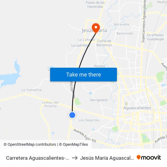Carretera Aguascalientes-Villa Hidalgo, 15 to Jesús María Aguascalientes Mexico map