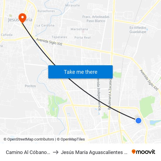 Camino Al Cóbano, 702 to Jesús María Aguascalientes Mexico map