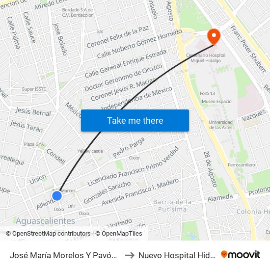 José María Morelos Y Pavón, 301 to Nuevo Hospital Hidalgo map