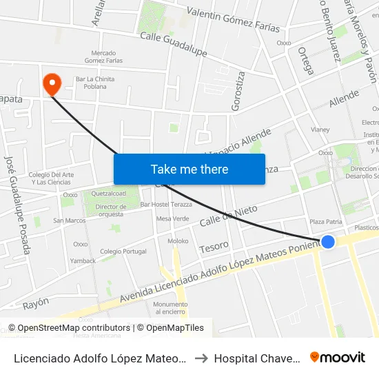 Licenciado Adolfo López Mateos Poniente, 119 to Hospital Chavez Herrera map