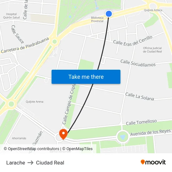 Larache to Ciudad Real map