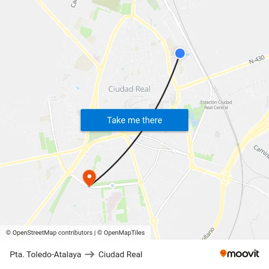 Pta. Toledo-Atalaya to Ciudad Real map