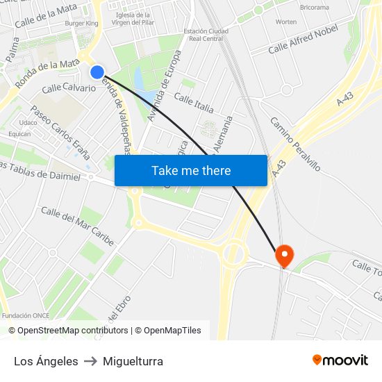 Los Ángeles to Miguelturra map