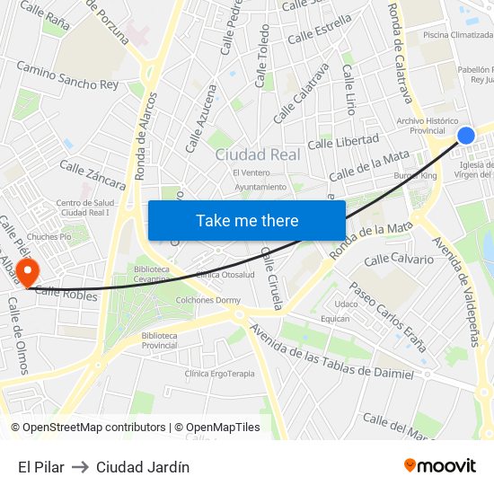 El Pilar to Ciudad Jardín map