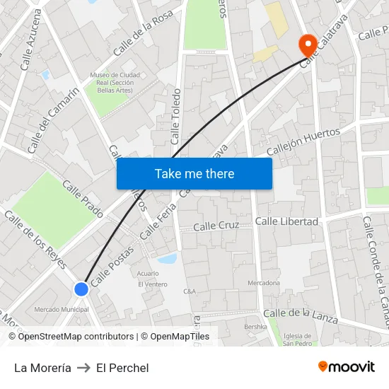 La Morería to El Perchel map
