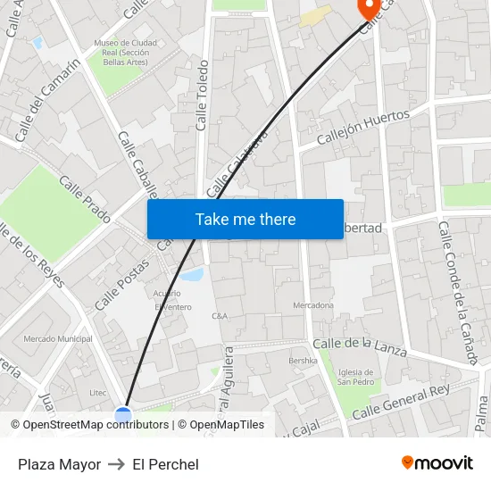 Plaza Mayor to El Perchel map