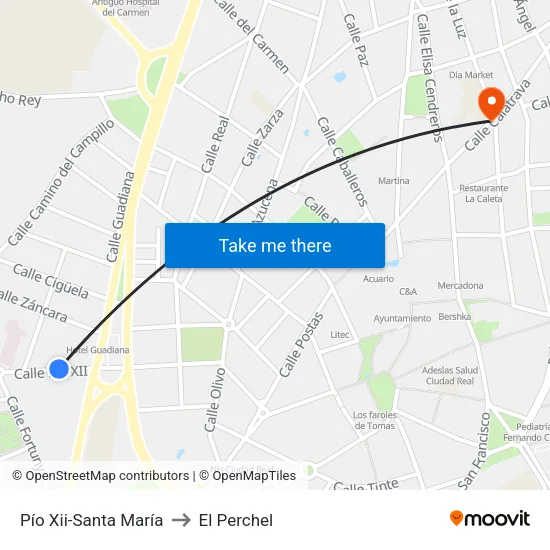 Pío Xii-Santa María to El Perchel map