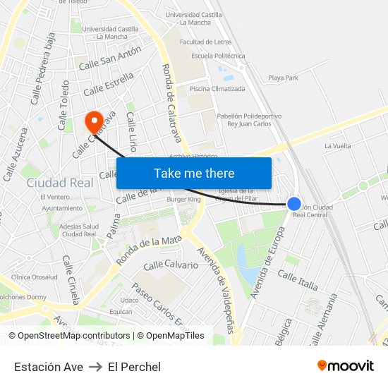 Estación Ave to El Perchel map