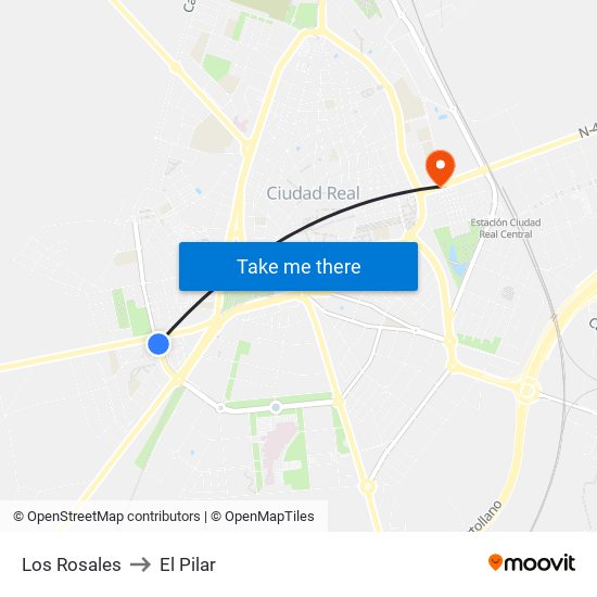 Los Rosales to El Pilar map