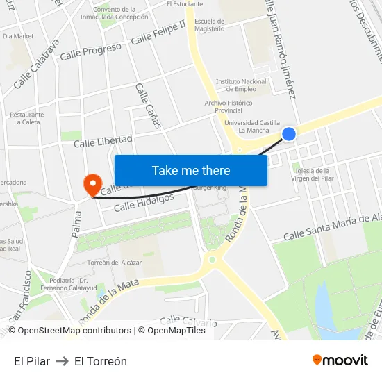 El Pilar to El Torreón map