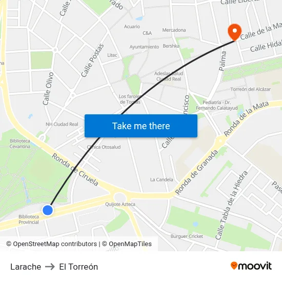 Larache to El Torreón map