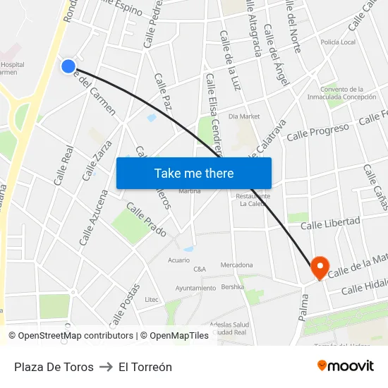 Plaza De Toros to El Torreón map