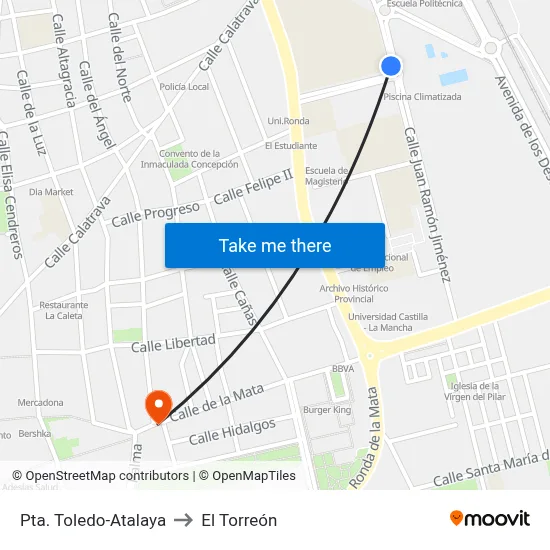 Pta. Toledo-Atalaya to El Torreón map